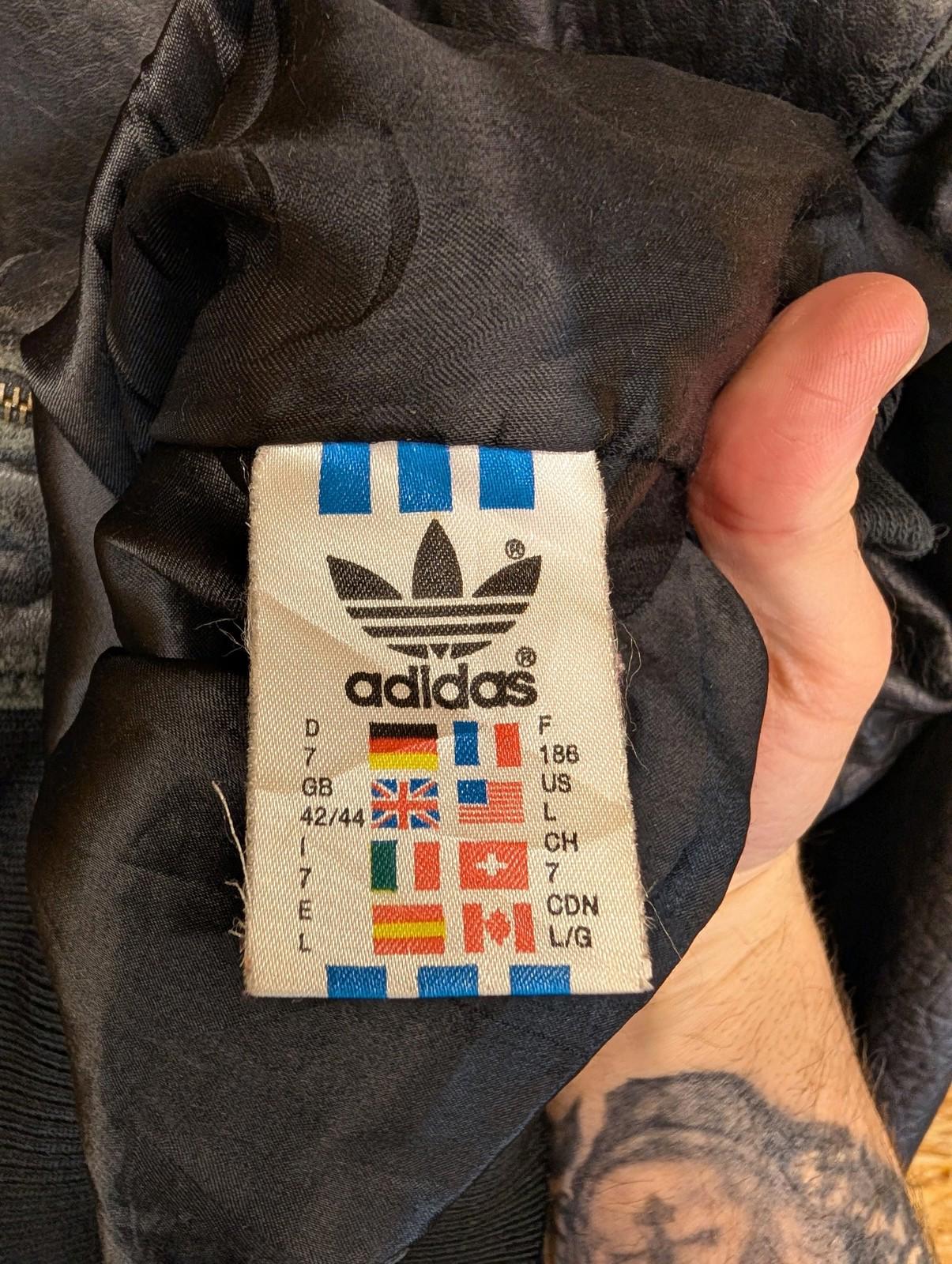 Adidas Olympic Bomber Leather Jacket Large Men Vintage 1980s Vintage 80s Black