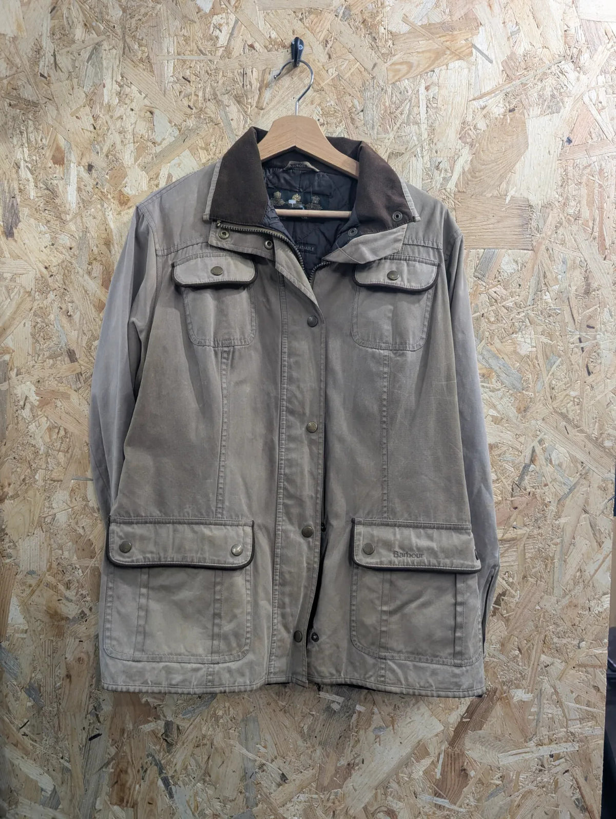 Barbour L1904 Monaco Utility Jacket Womens UK16 Beige Waterproof Breathable