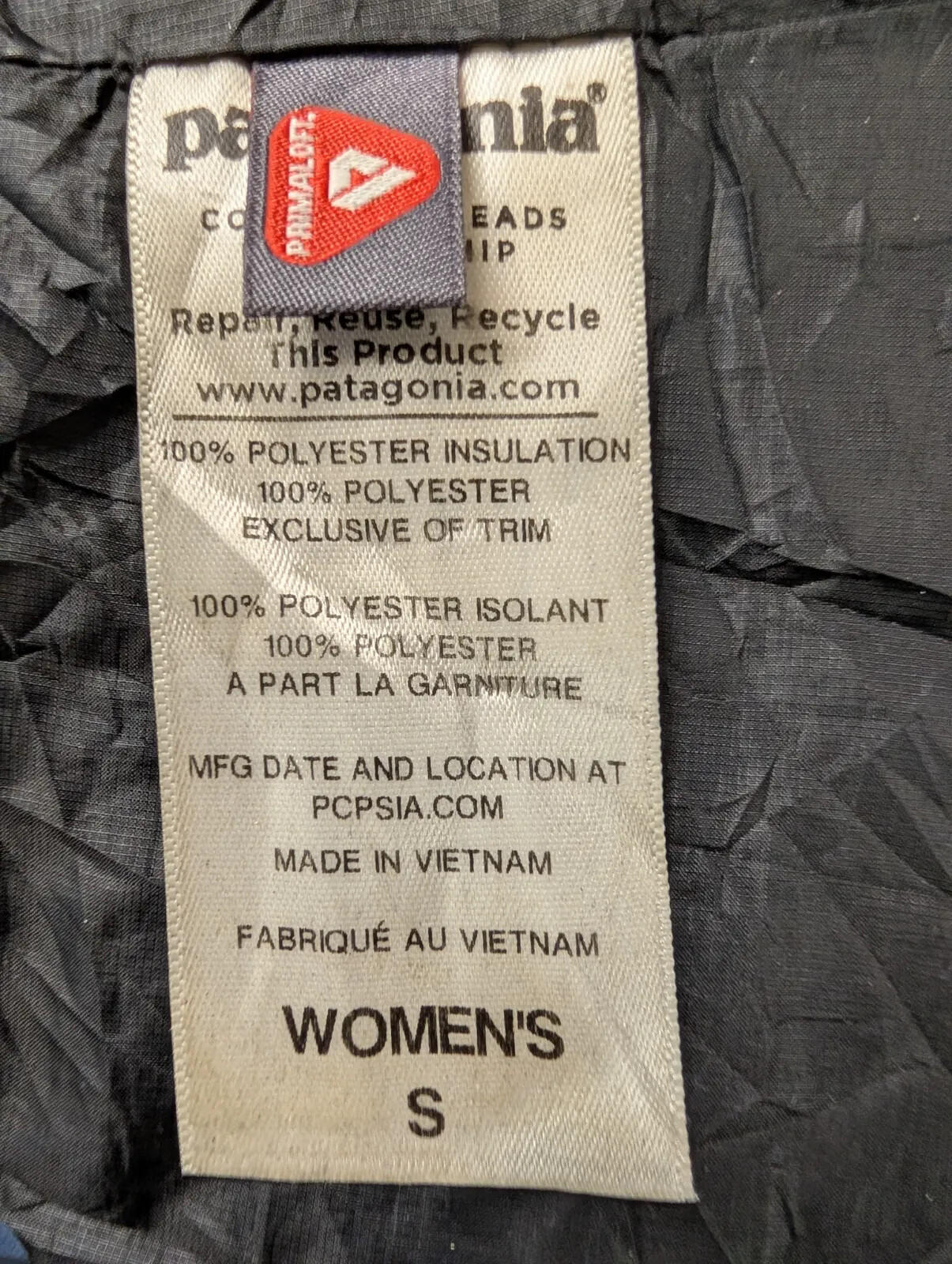 Patagonia Nano Puff Jacket Womens Small Black Polyester PrimaLoft Zip Insulated