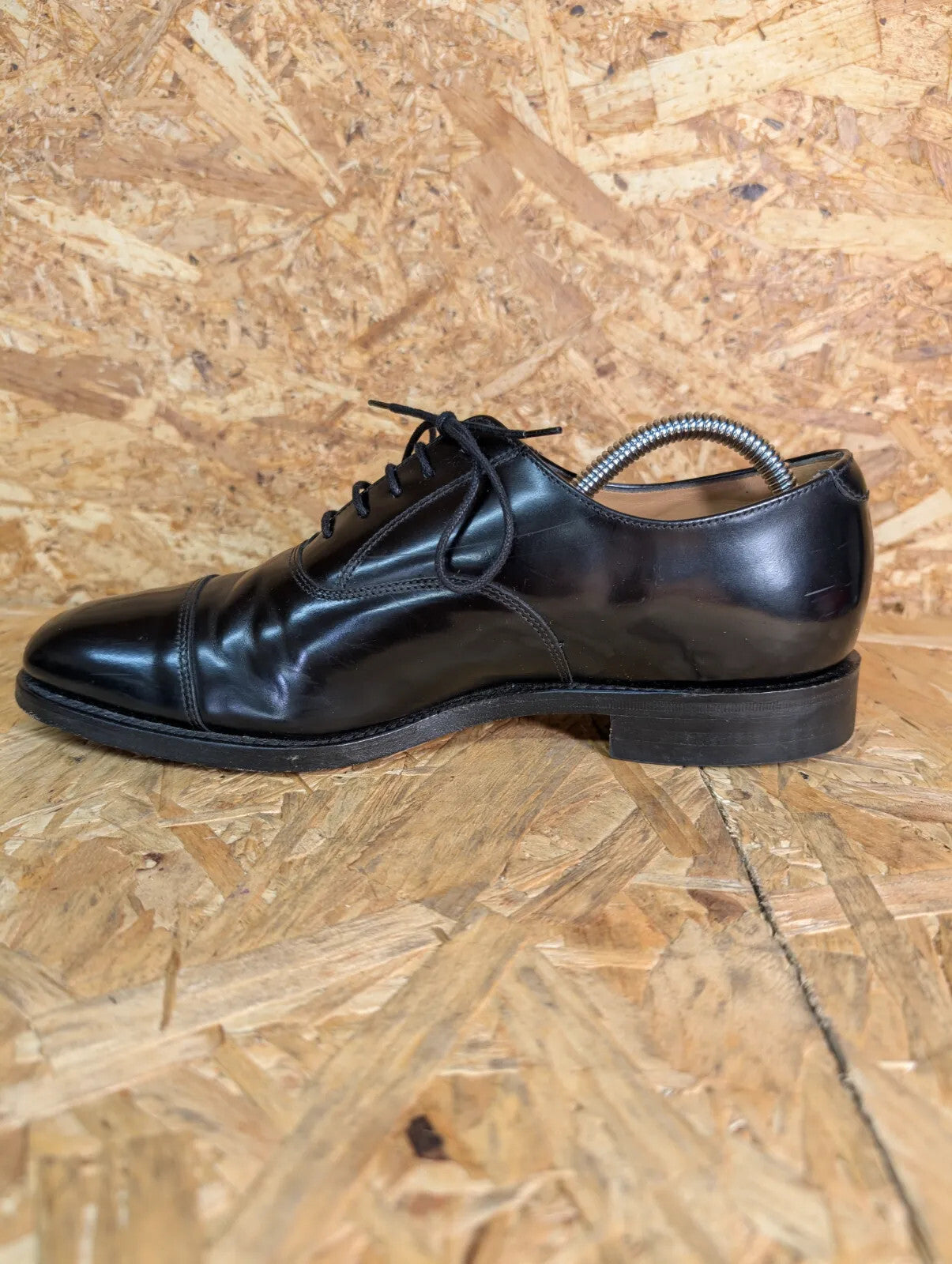 Loake Derby Shoes Mens UK6.5 Black Leather Cap Toe 747B Brogue Made In England