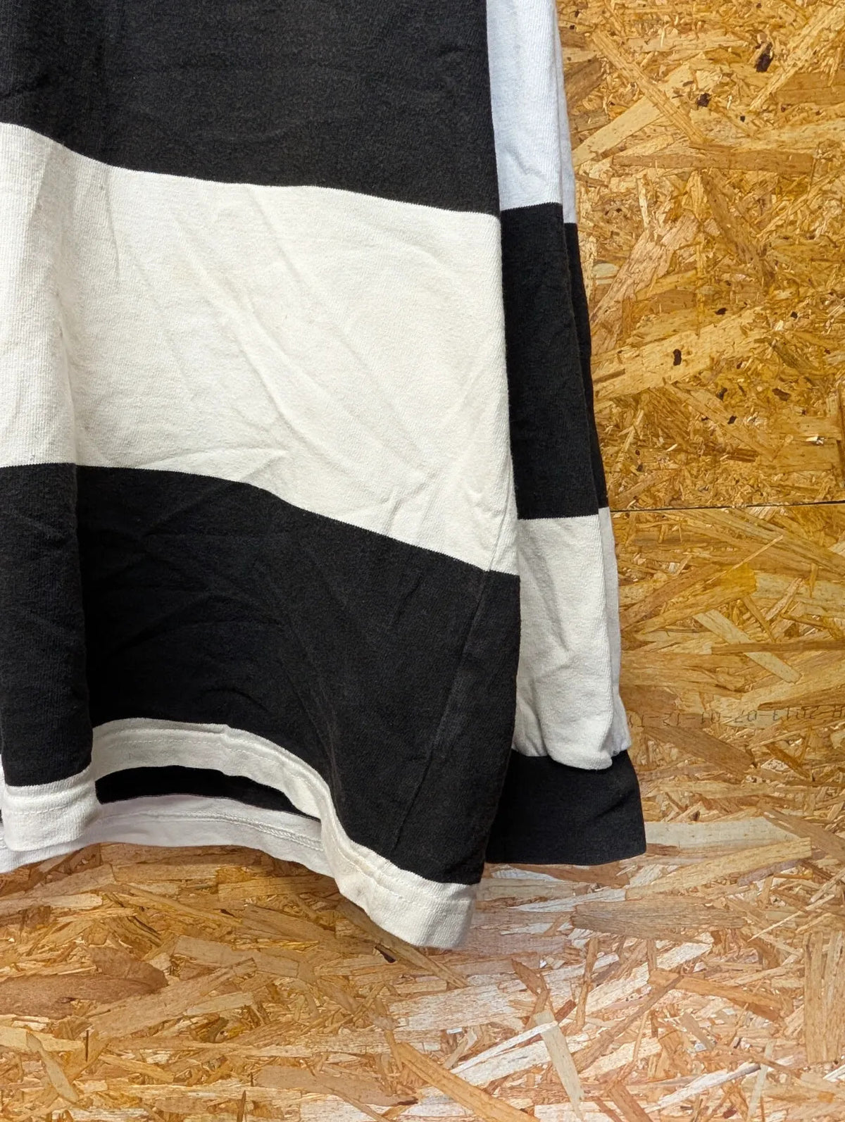 Vintage Barbarians Rugby Shirt Mens Medium Black White Stripe Cotton Traders 90s