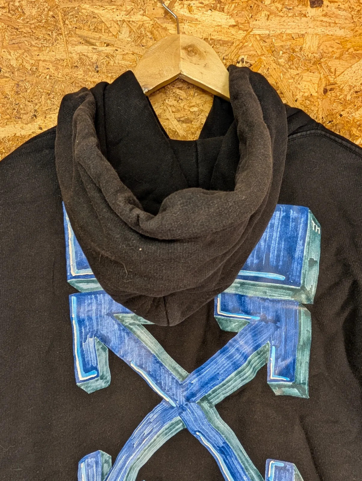 Off White Hoodie Men Small Black Cotton Pullover Streetwear Graphic Virgil Abloh
