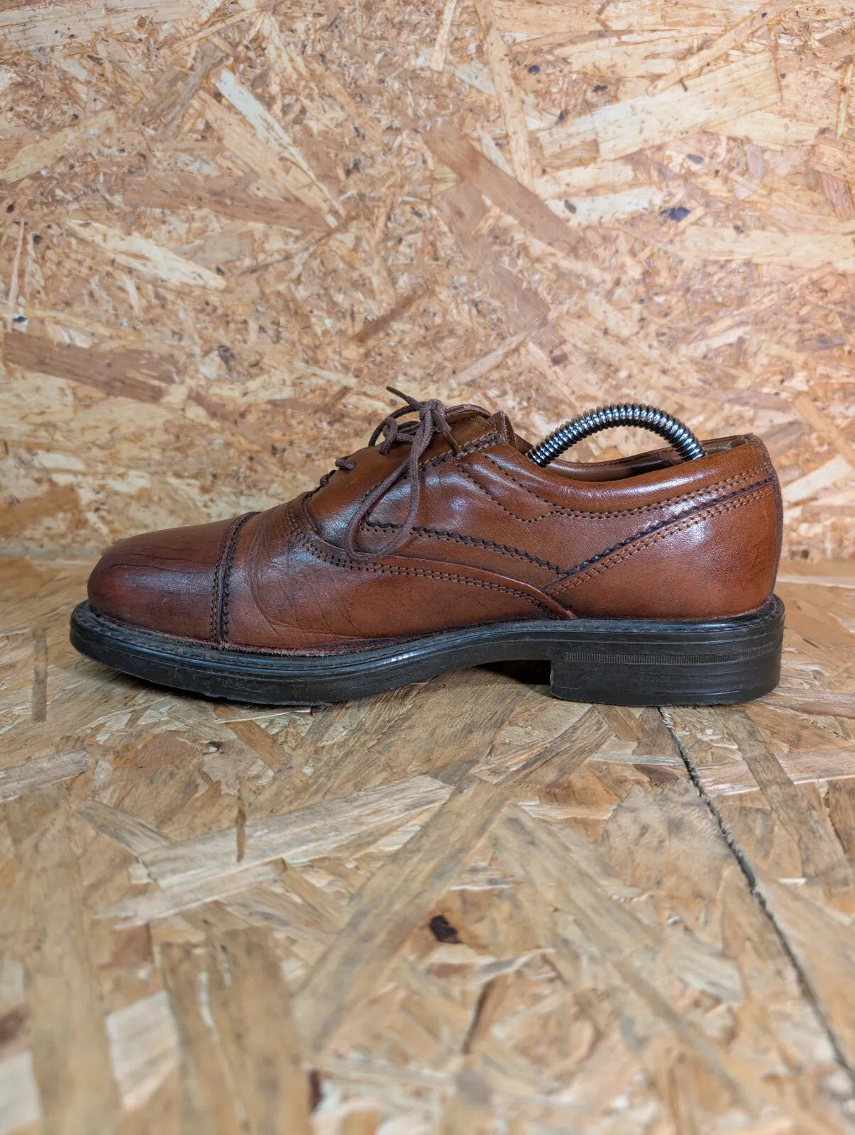 Oakridge Derby Shoes Mens UK6 Brown Leather Brogue Lace Up Dress Shoes Vintage