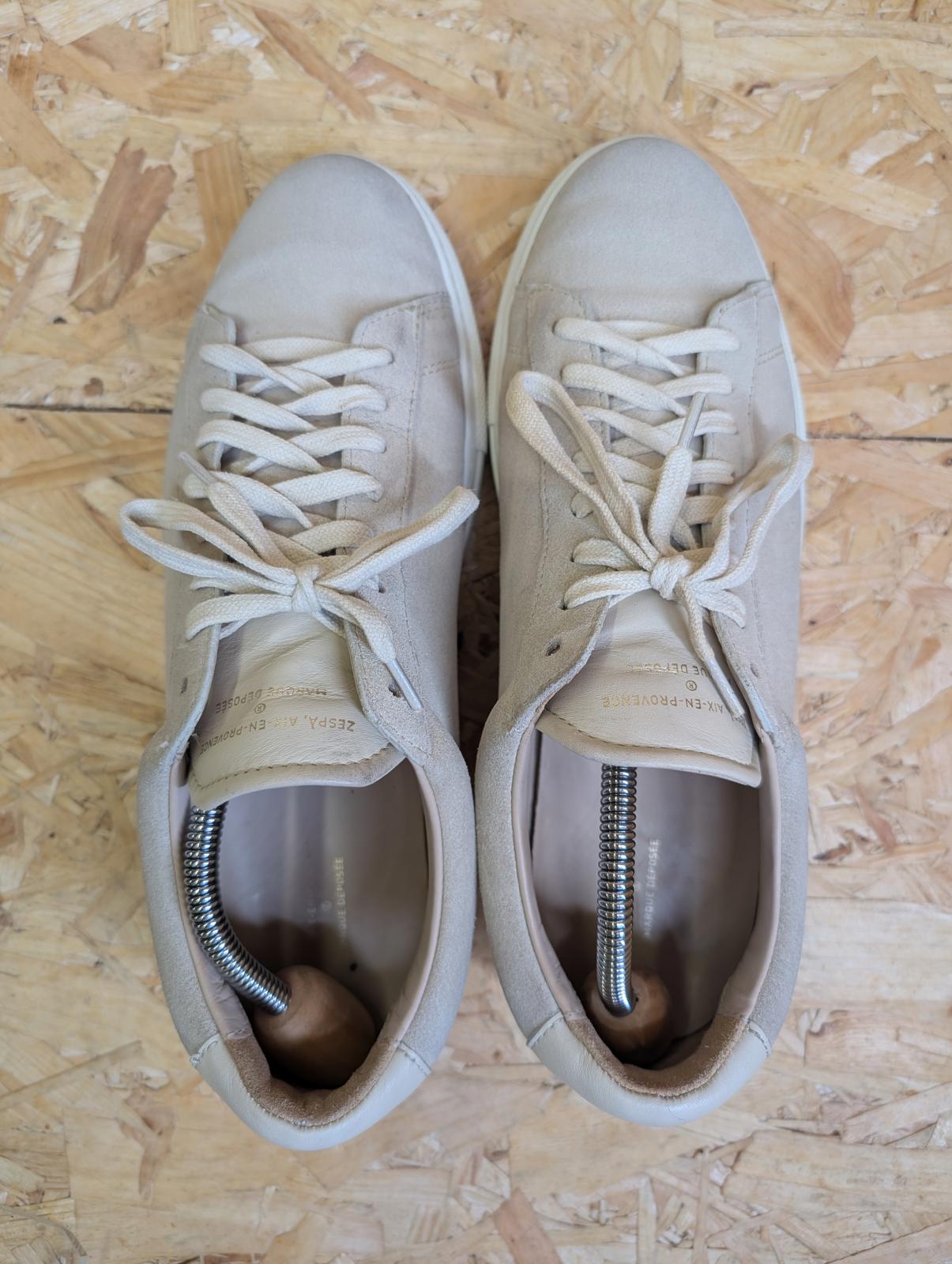 Zespa Court Low Trainers UK 9 EU 43 Suede Leather Beige Aix En Provence Lace-Up