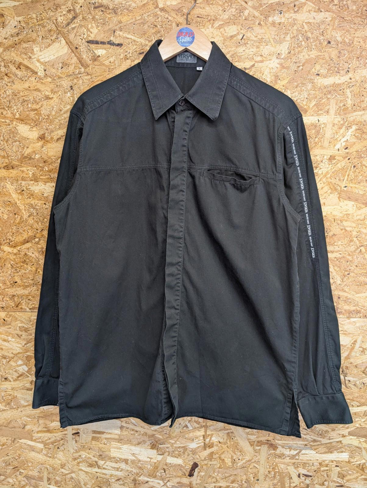 Versace Jeans Couture Overshirt Large Men Black Denim Canvas Vintage 90s Italy