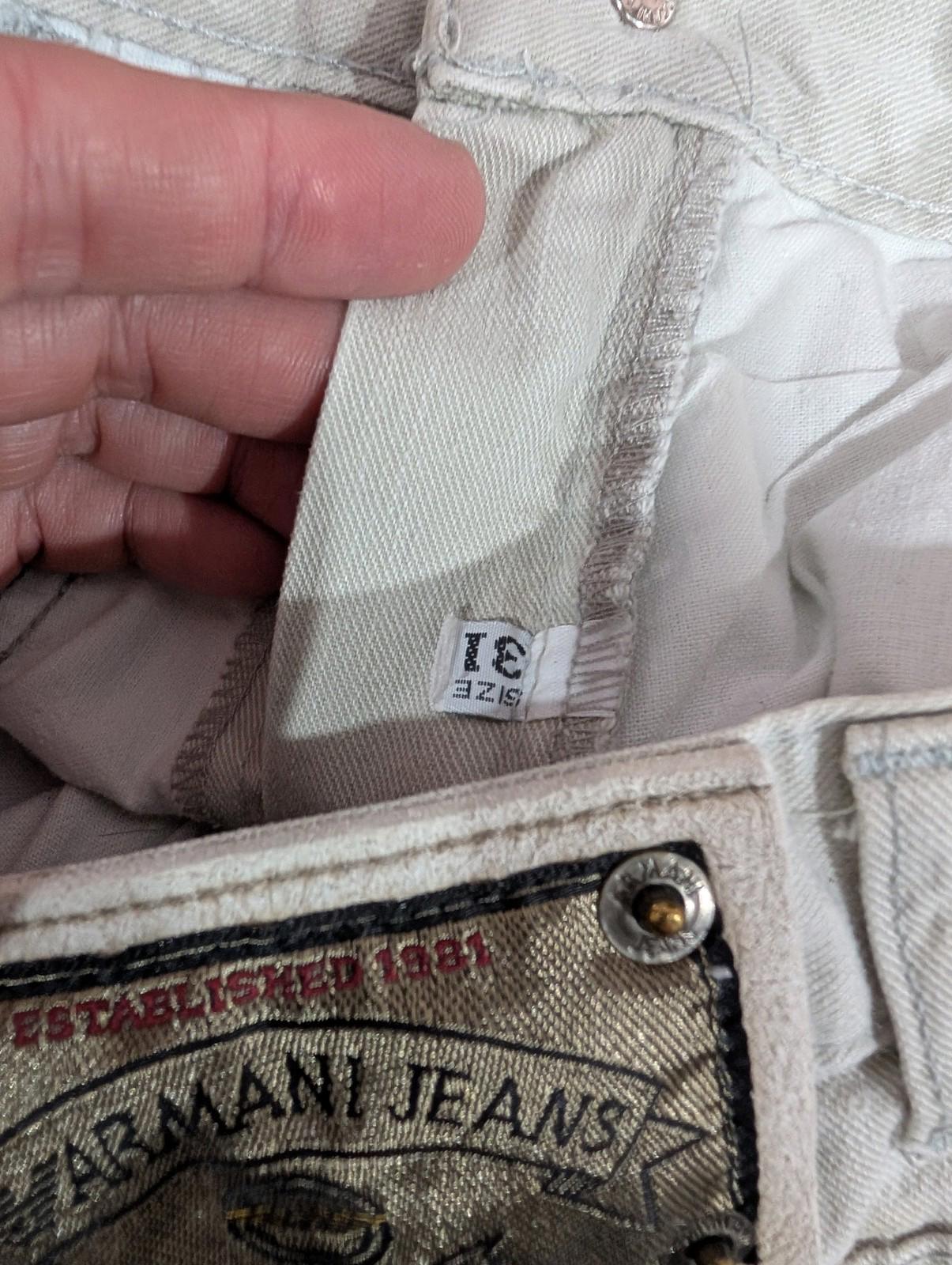 Armani Jeans W31 L29 Men Regular Fit Beige Denim Trousers Tapered Leg Italy Made