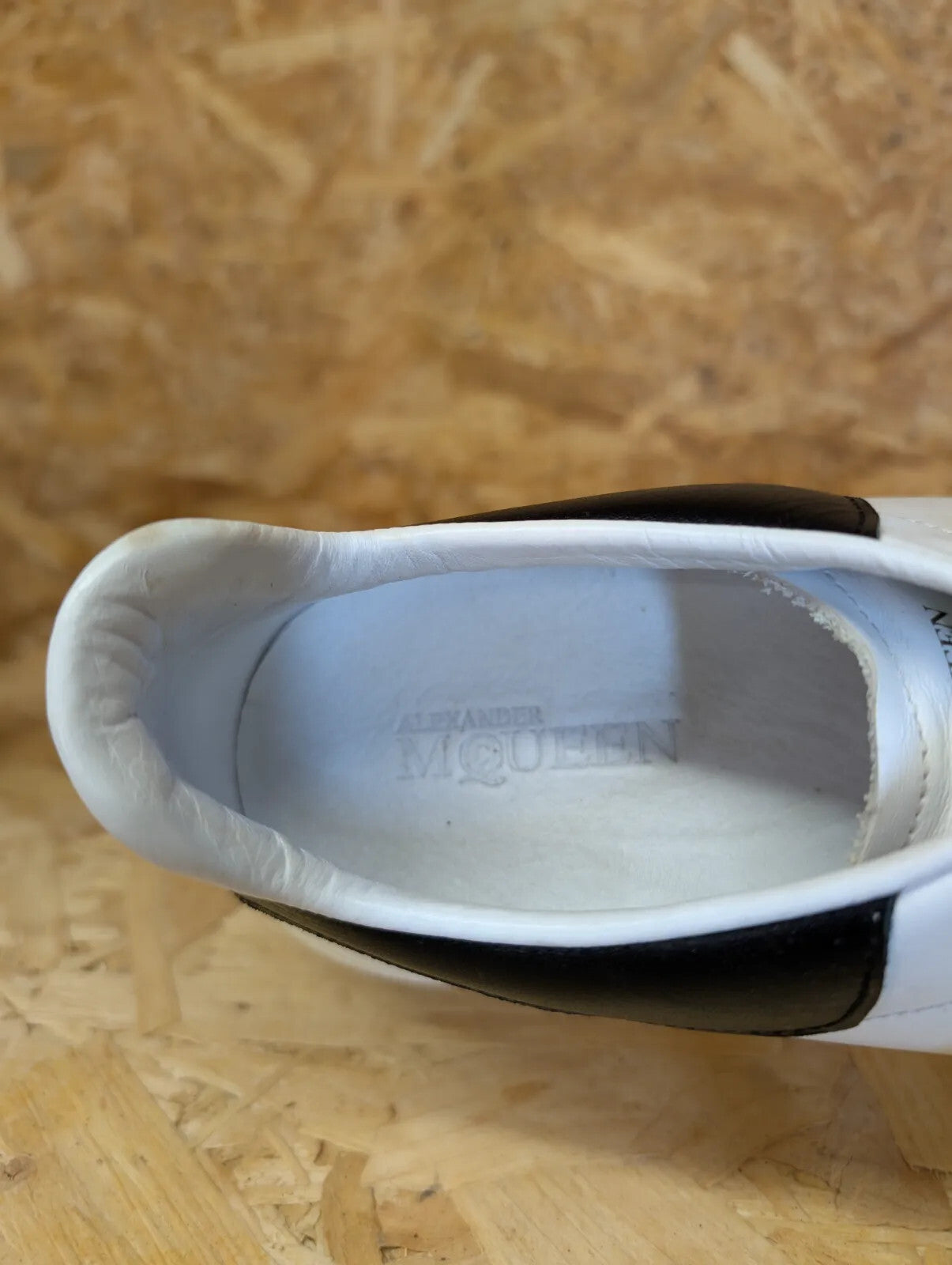 Alexander McQueen Oversized Trainers Womens UK 8 White Black Leather Wedge