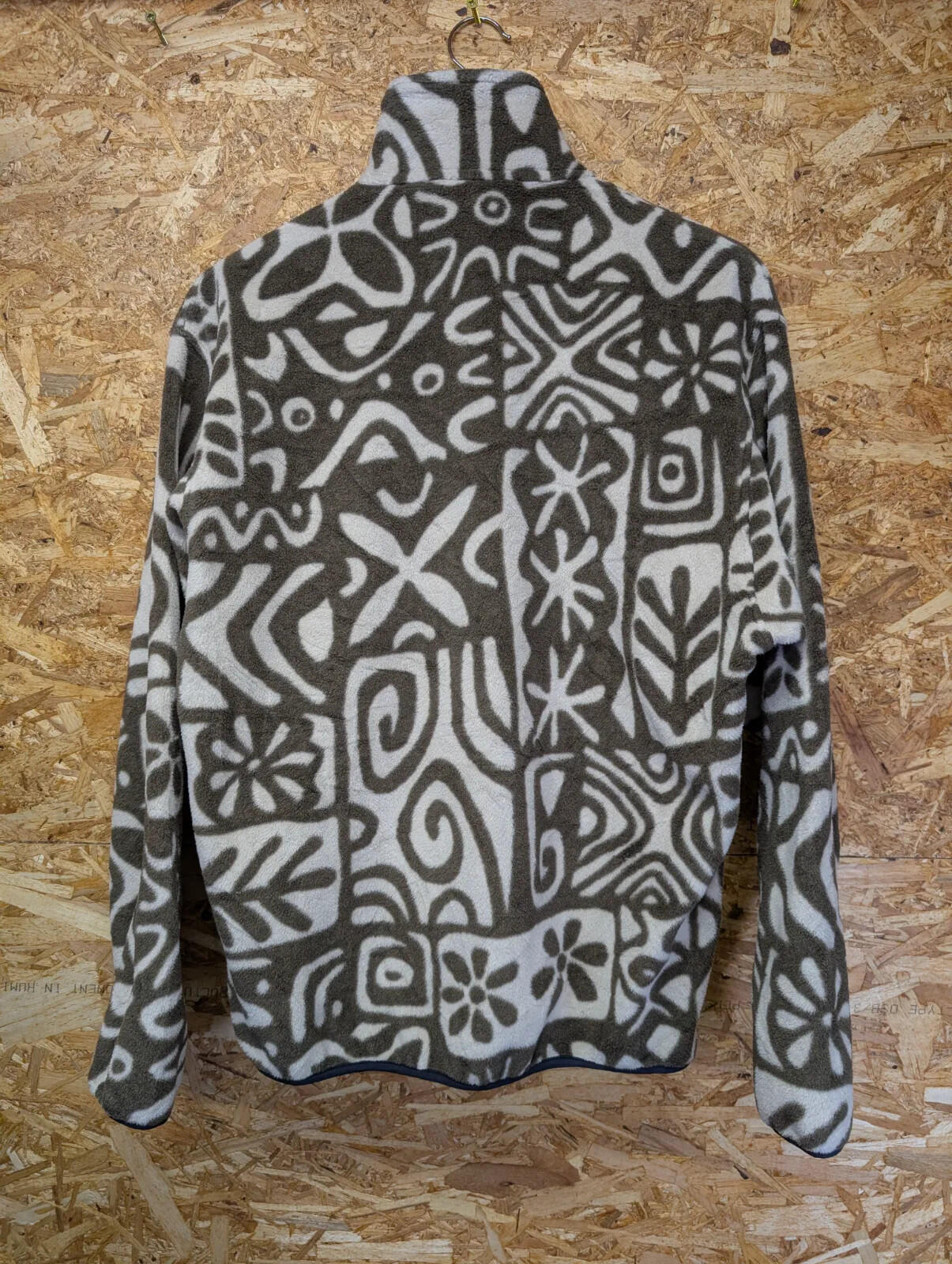 Patagonia Snap T Fleece Pullover Mens Small Brown Cream Tribal Pattern USA 90s