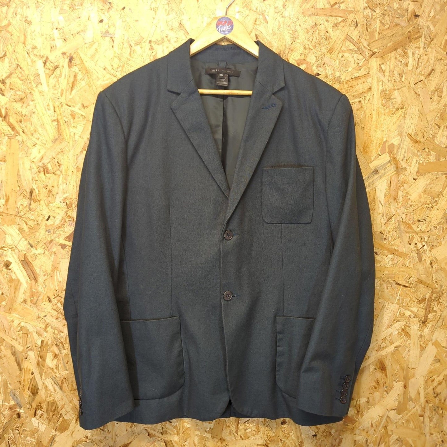 Marc Jacobs Blazer Mens Size XL Twill Cotton Canvas Jacket Thick Teal Blue