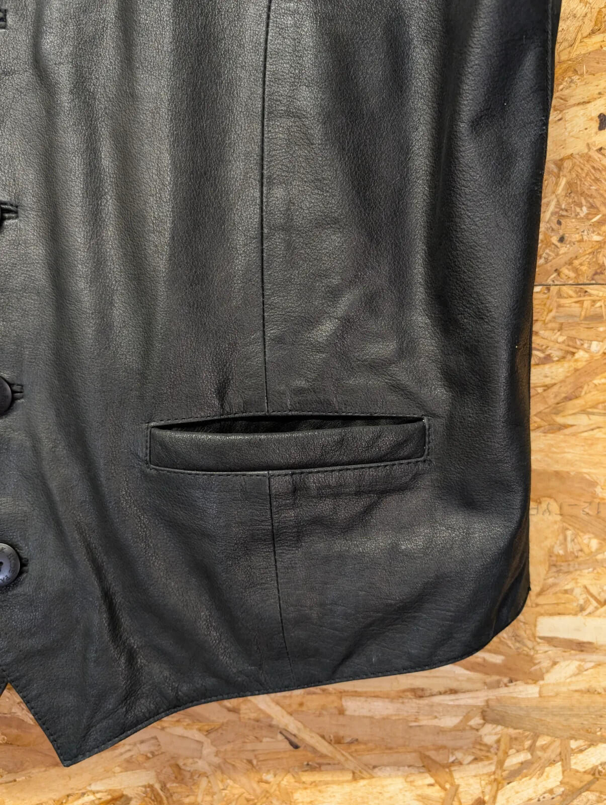 Hidepark Leather Vest Mens 3XL Black Button Up Waistcoat Lined Gilet Pockets