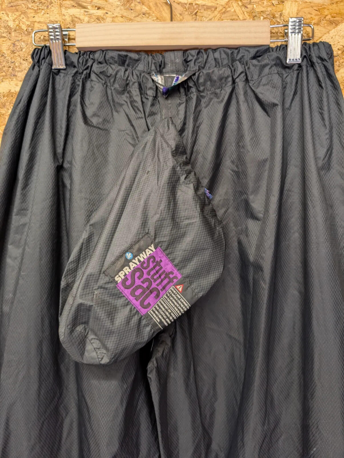 Sprayway Waterproof Overtrousers Black Synthetic Ripstop Packable Outdoor Hiking