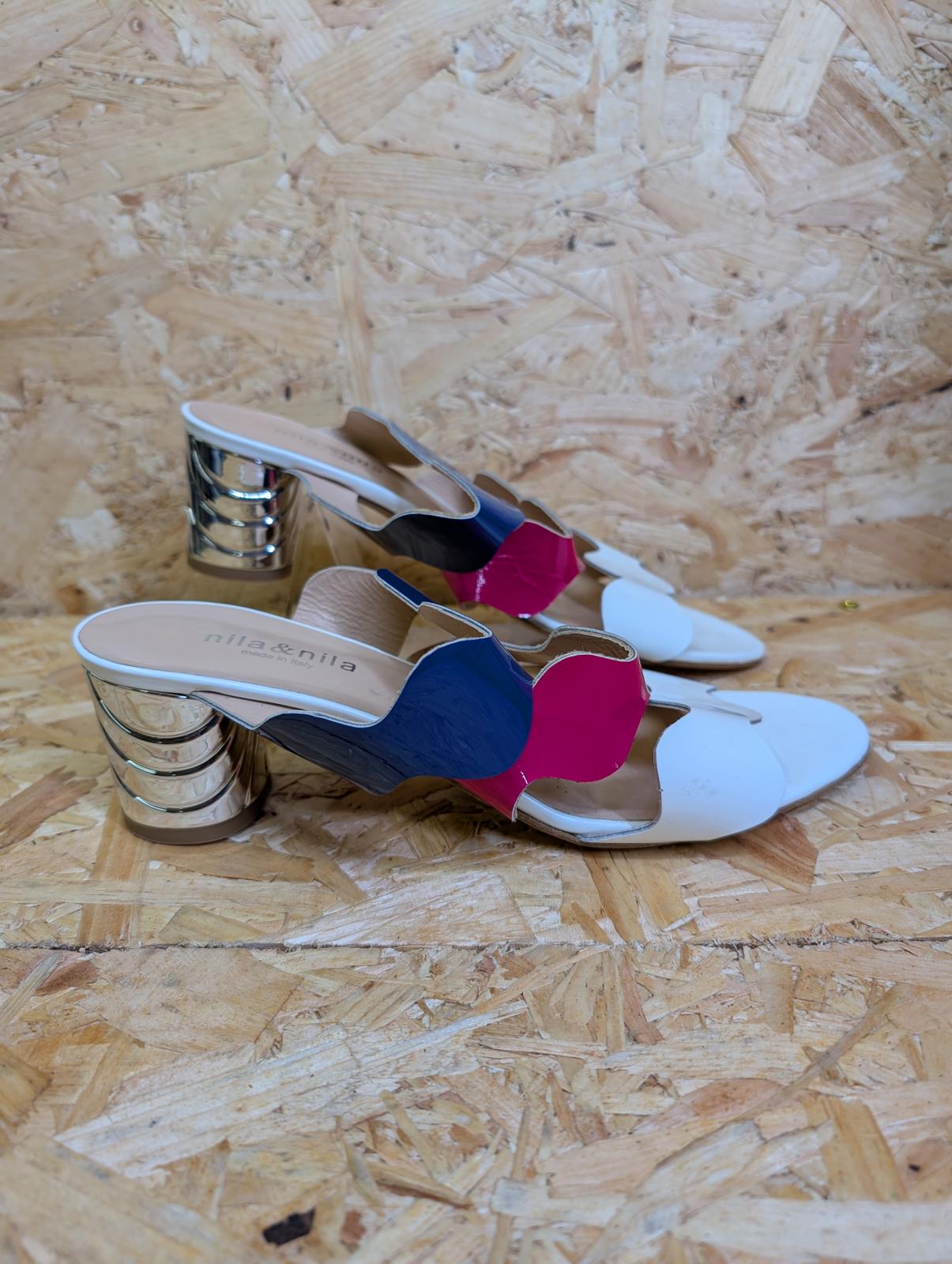 Nila & Nila Made In Italy Chunky Heel Shoes Leather Uppers 7.5 UK 41 EU £185