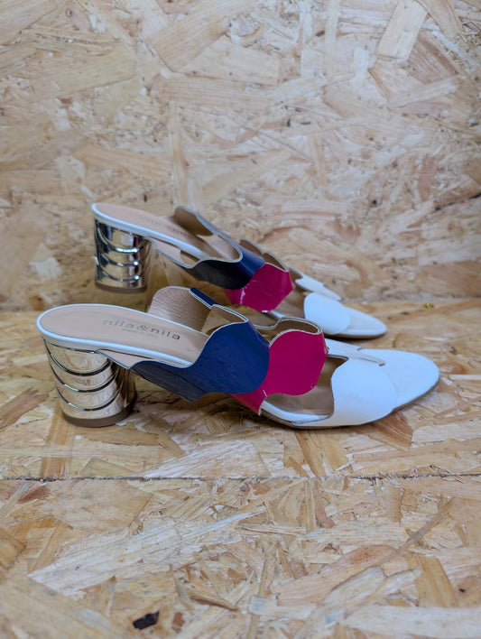 Nila & Nila Made In Italy Chunky Heel Shoes Leather Uppers 7.5 UK 41 EU £185