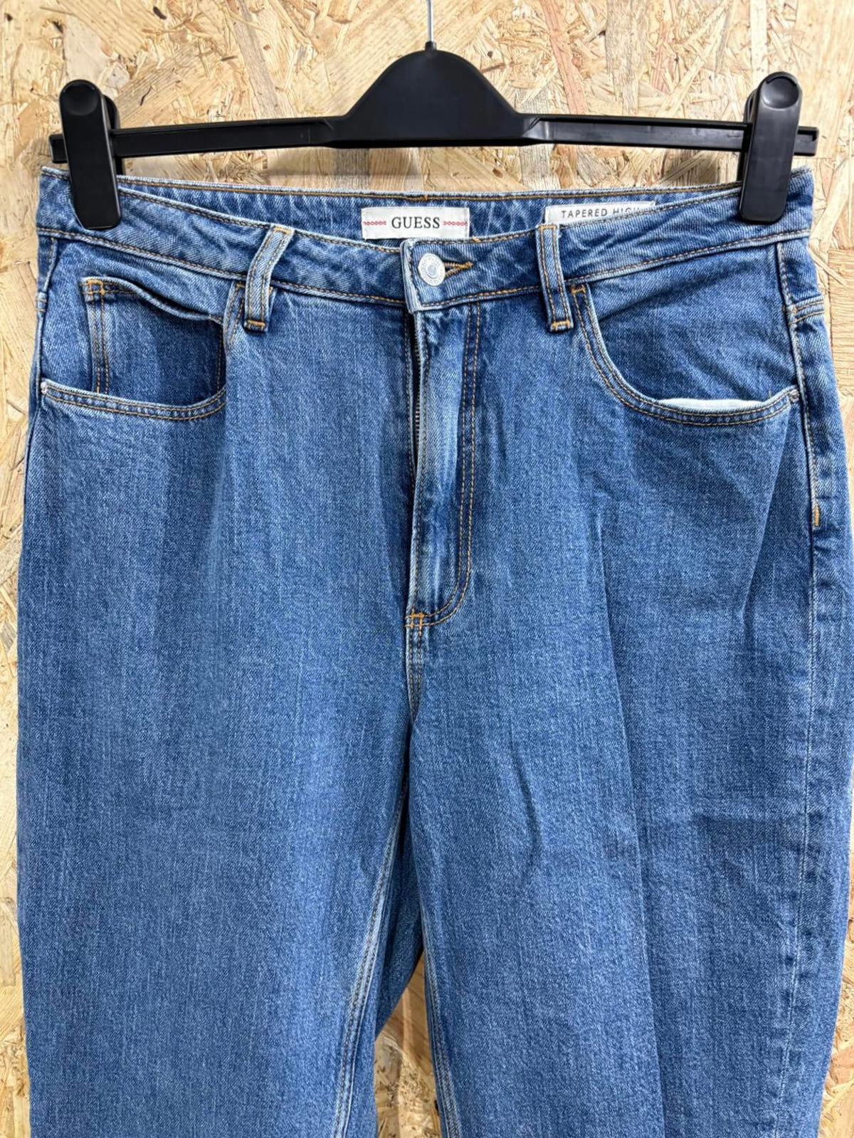 Guess Tapered High Mom Blue Jeans Size 10 W30 L30 Women Stonewash Boyfriend Fit