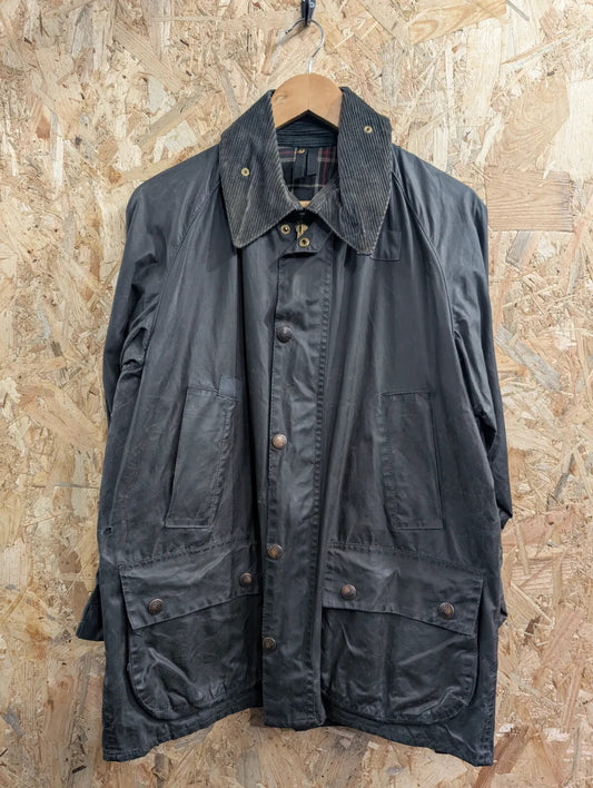 Vintage Barbour Bedale Wax Jacket Mens C38 97cm A105 Navy Blue England Cord