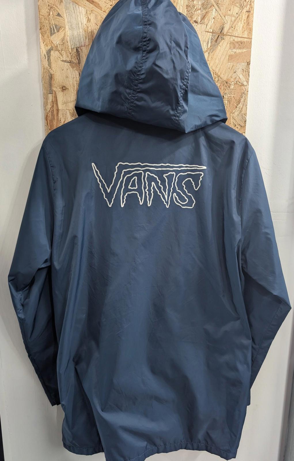 Vans Turnstall Jacket Large Men Hooded Logo Fleece Lined Windbreaker Navy Blue