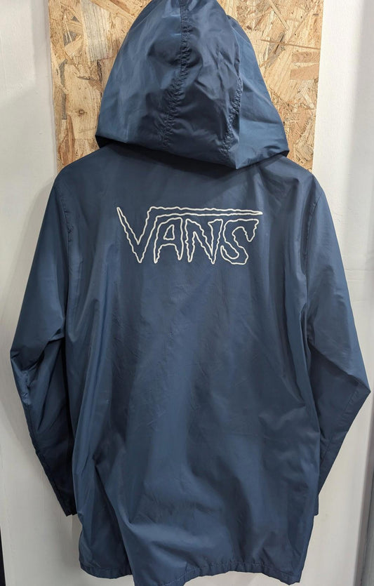 Vans Turnstall Jacket Large Men Hooded Logo Fleece Lined Windbreaker Navy Blue