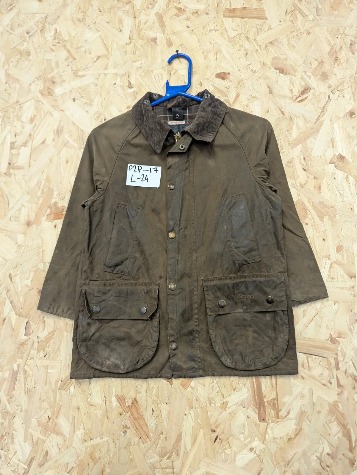 Barbour C20 Childrens Classic Jacket Medium Khaki Brown Wax Cotton Tartan VTG