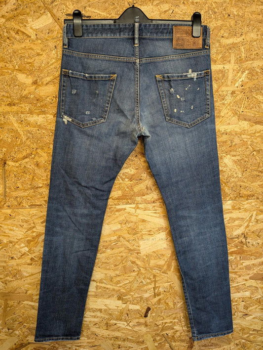 DSquared2 Jeans Size W32 L32 Men Distressed Navy Blue Denim Italy Slim Skinny