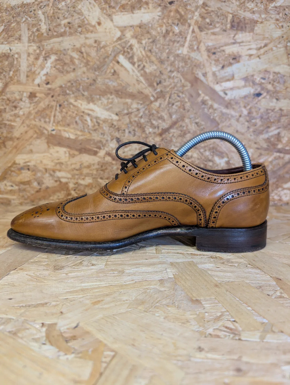 Joseph Cheaney & Sons Wingtip Oxford Shoes Men UK 7 Tan Leather Brogue Gladstone