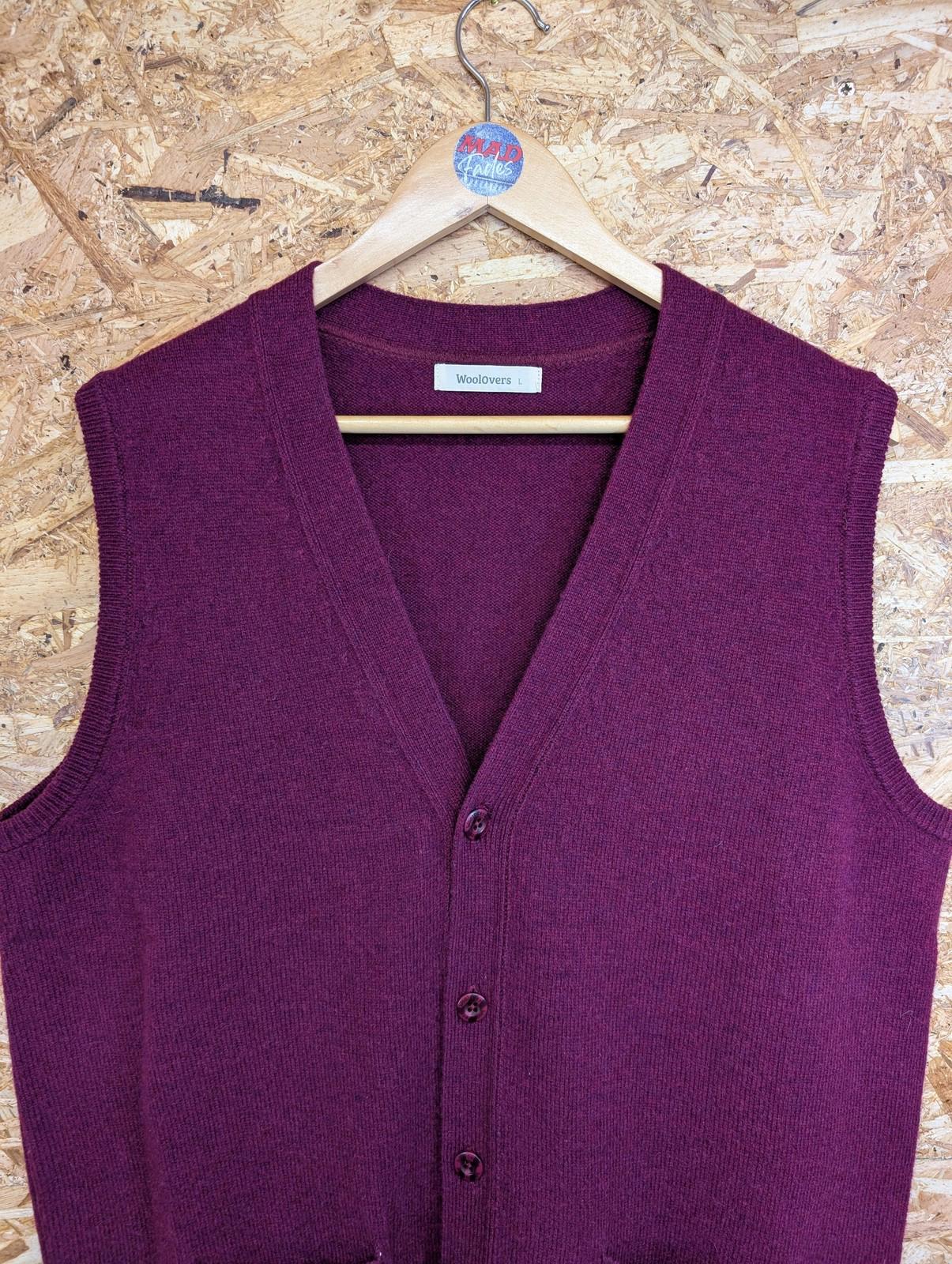Woolovers Waistcoat Mens Large Wool Button Sleeveless Purple Magenta