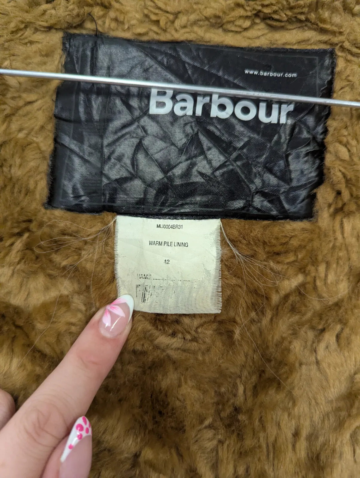 Barbour Vest Gilet Mens Large C42 Brown Warm Fleece Deep Pile Liner Waistcoat