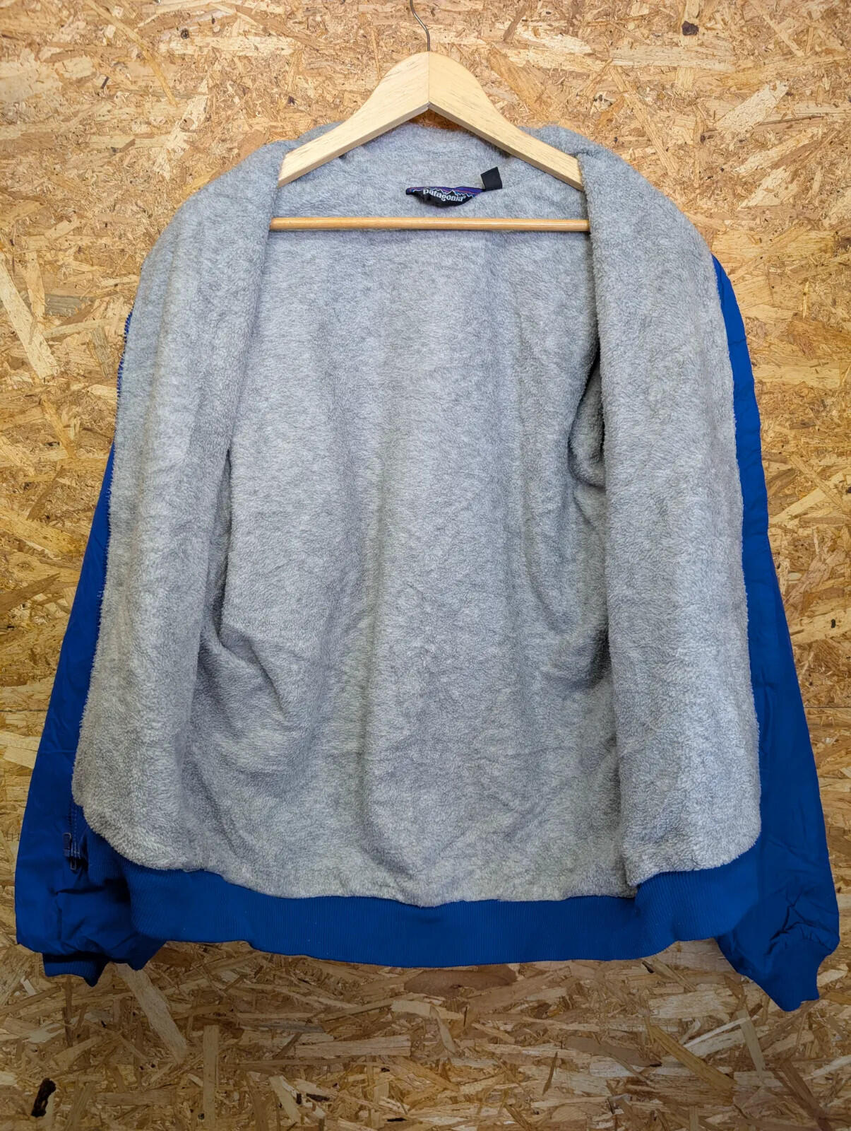 Vintage Patagonia Fleece Lined Jacket Mens Large Blue Full Zip Mock Neck 90s USA