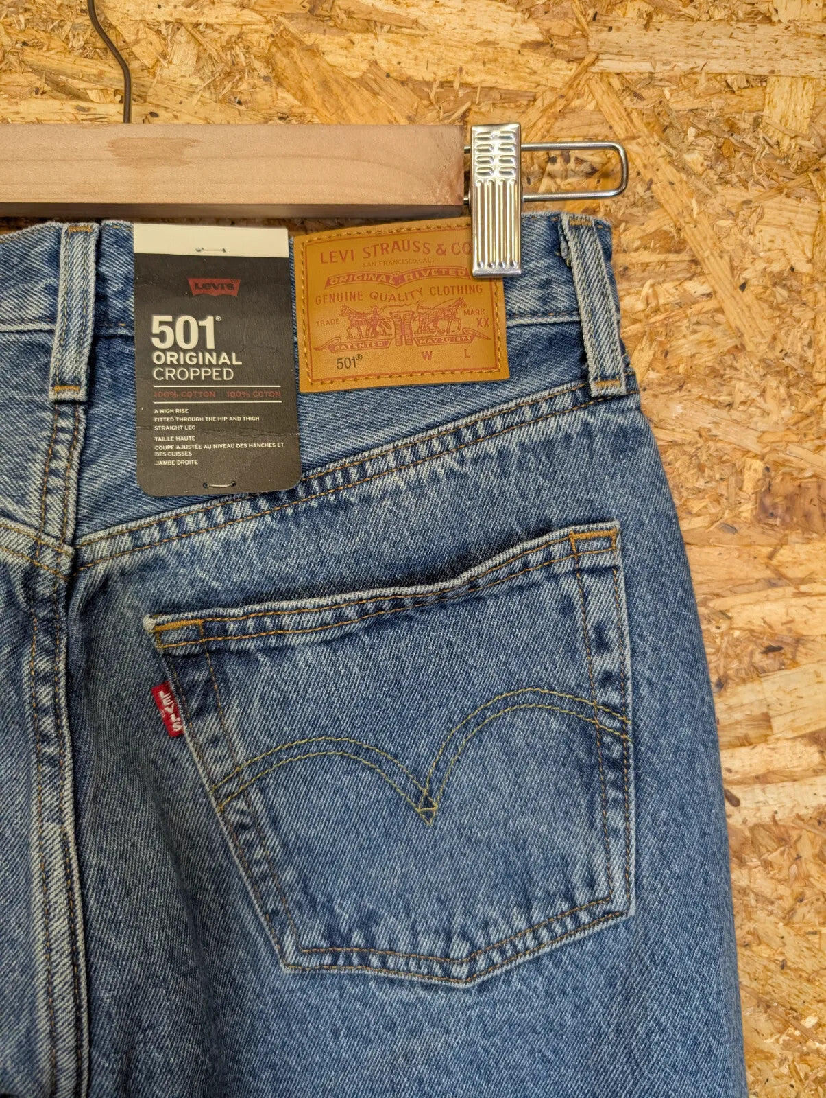 Levis 501 Original Cropped Jeans Women W26 L26 Blue Denim Regular Straight