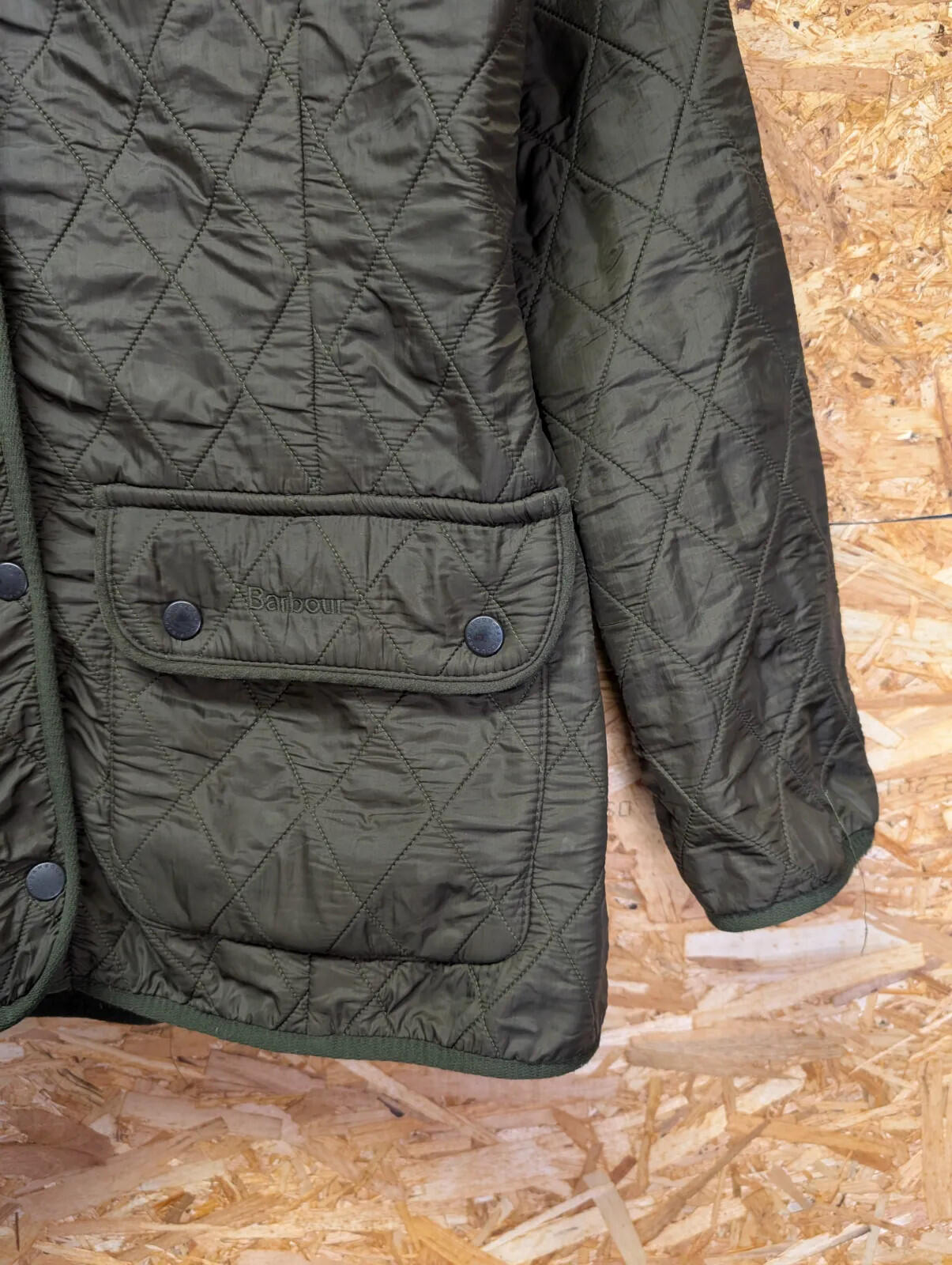 Barbour L1800 Utility Quilt Jacket Womens UK16 Olive Green Thermal Fleece Padded