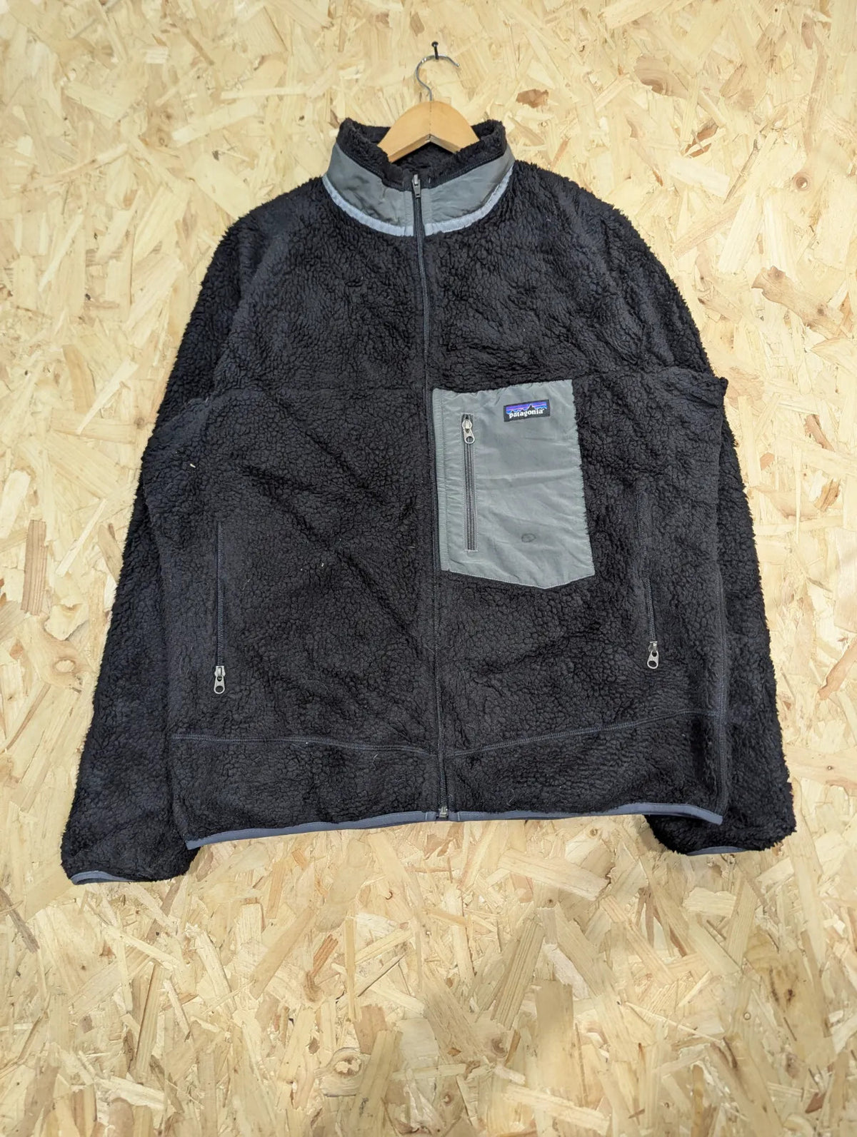 Patagonia Retro X Deep Pile Fleece Jacket Large Men Black Sherpa Full Zip Snap T