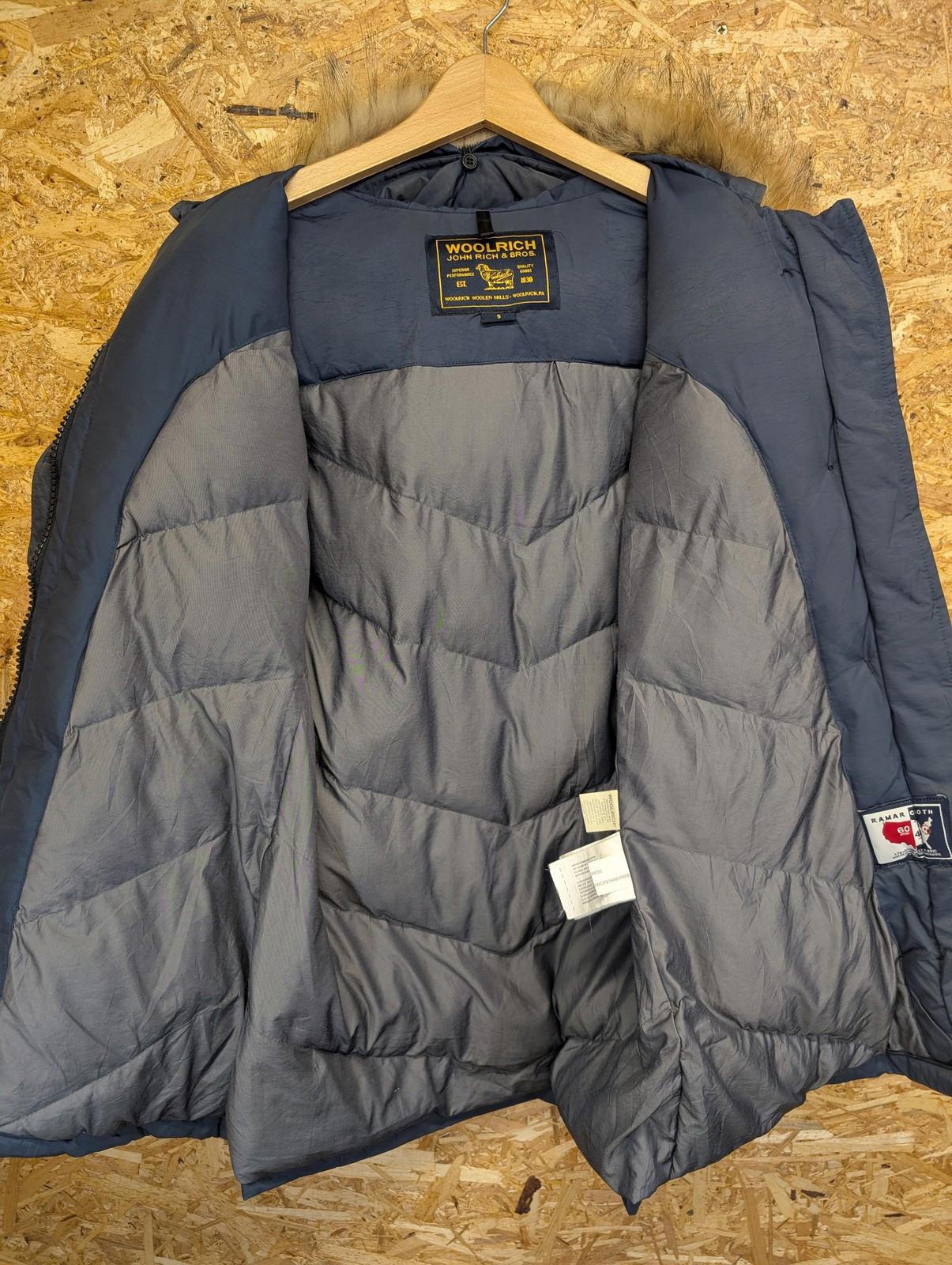 Woolrich Ramar Arctic Parka Medium Women Fur Trim Hooded Jacket Blue Winter Warm