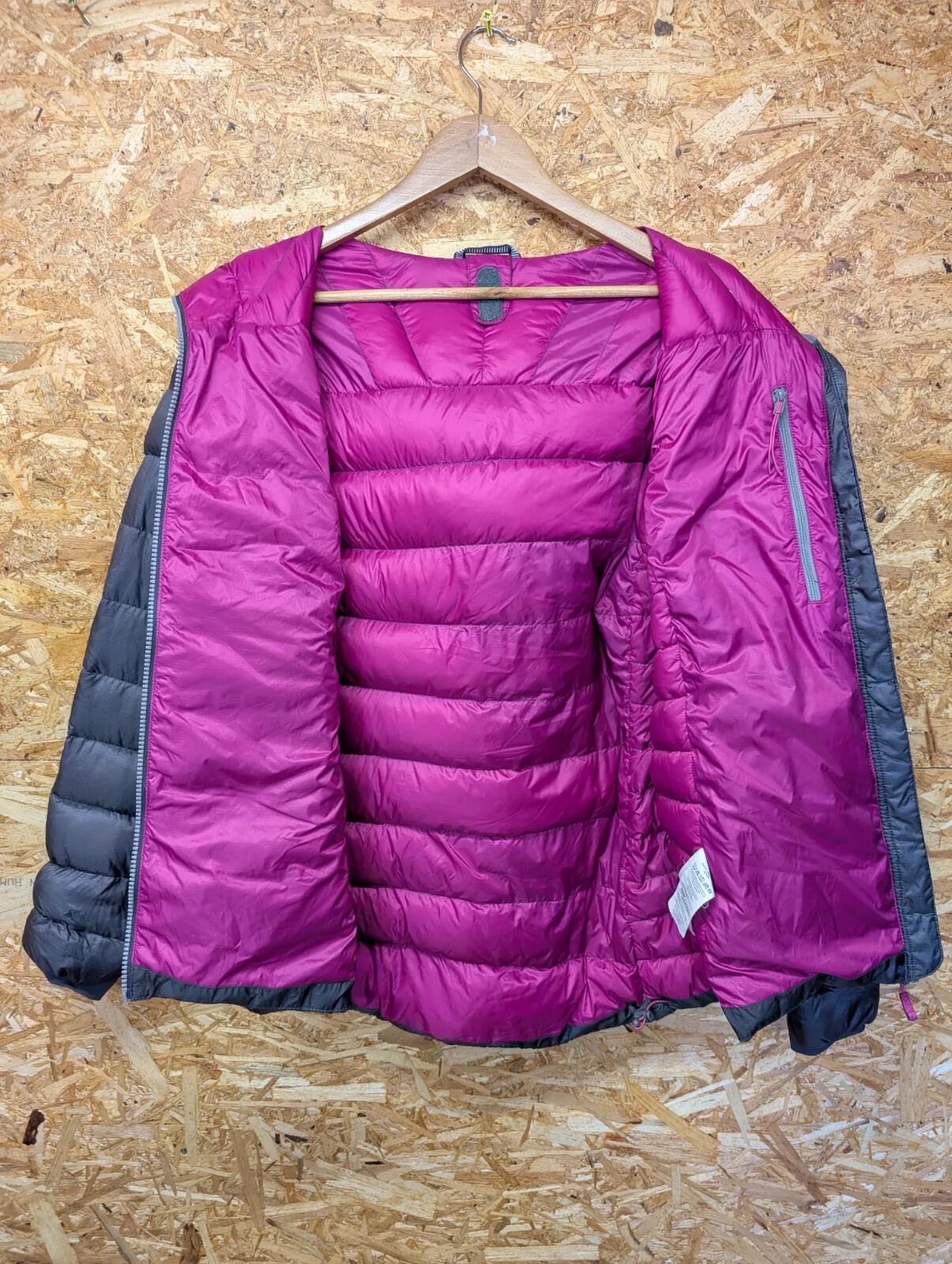 Rab Electron Puffer Jacket Womens Size 14 Charcoal Nikwax Hydrophobic Down Hood