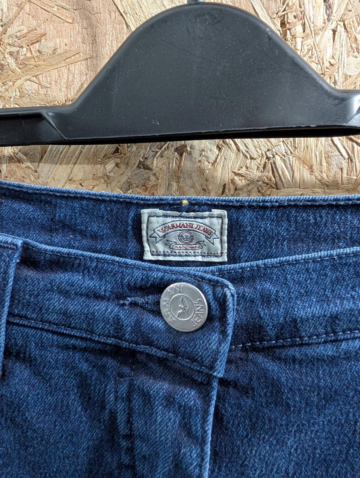 Armani Jeans Womens W30 L33 Stretch Straight Leg Mid Rise Navy Blue Vintage 90s