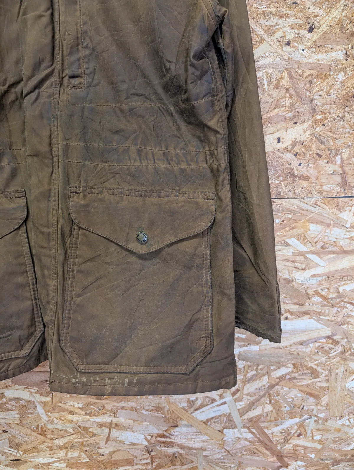 Filson Cover Cloth Mile Marker Coat Mens M Brown Zip 10409 USA Made Lined Wax