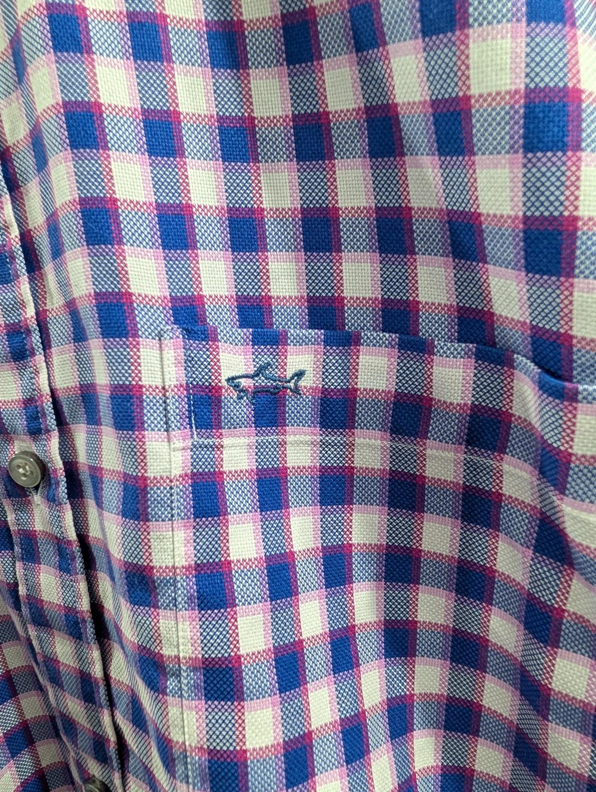 Paul & Shark Yachting Shirt Mens Medium Short Sleeve Pocket Purple Pink Check