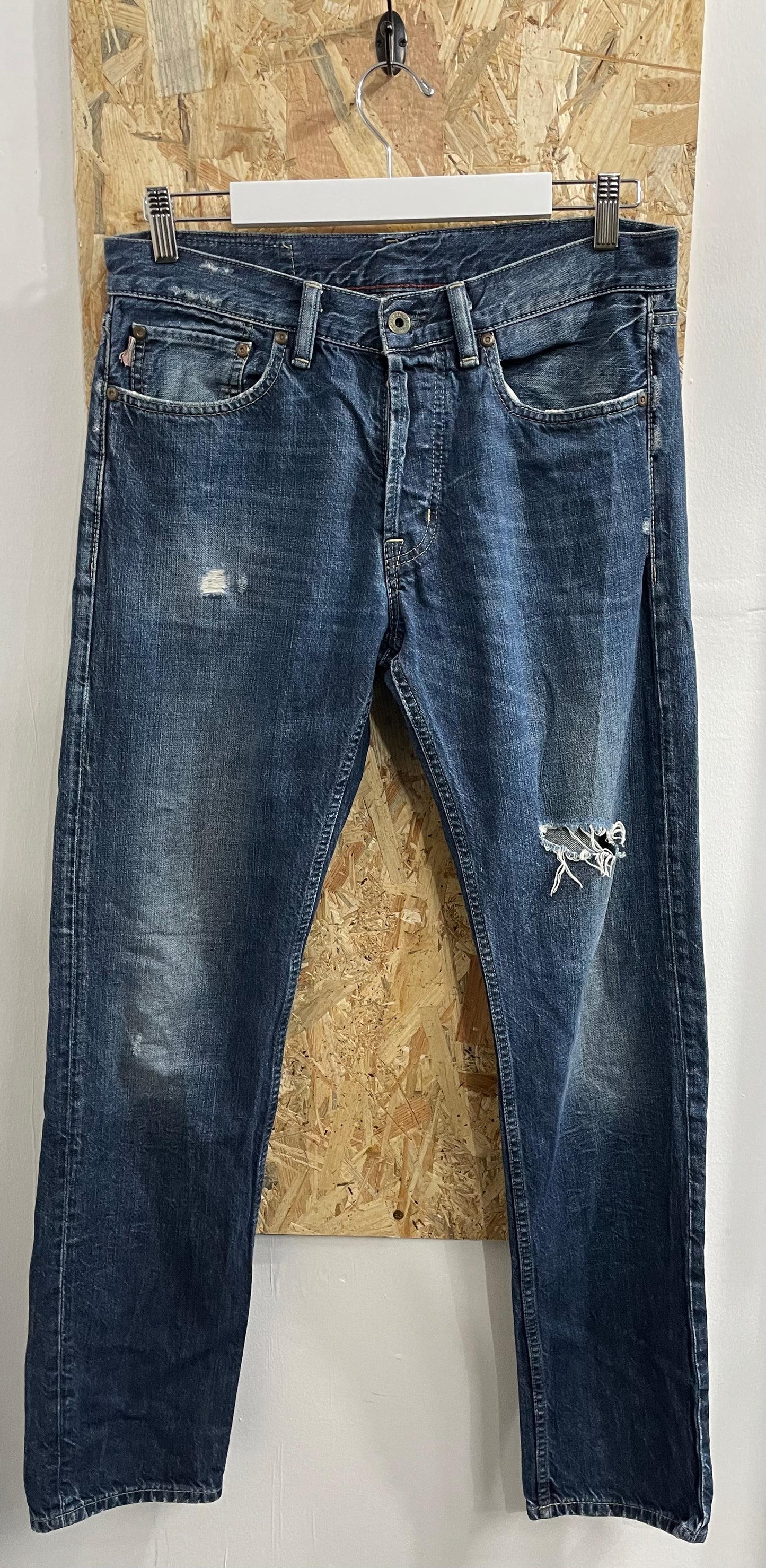 Ralph Lauren Polo Spencer Distressed Jeans Button Fly Mid Blue Slim Fit W30 L33