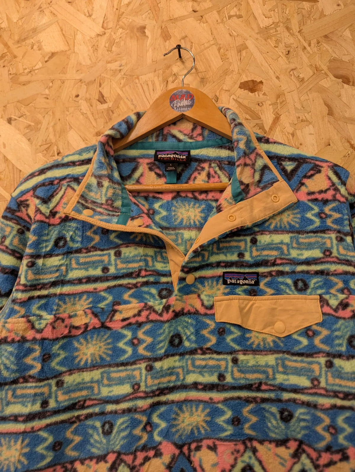 Patagonia Synchilla Fleece Womens Large Blue High Hopes Geo Salamander Pattern