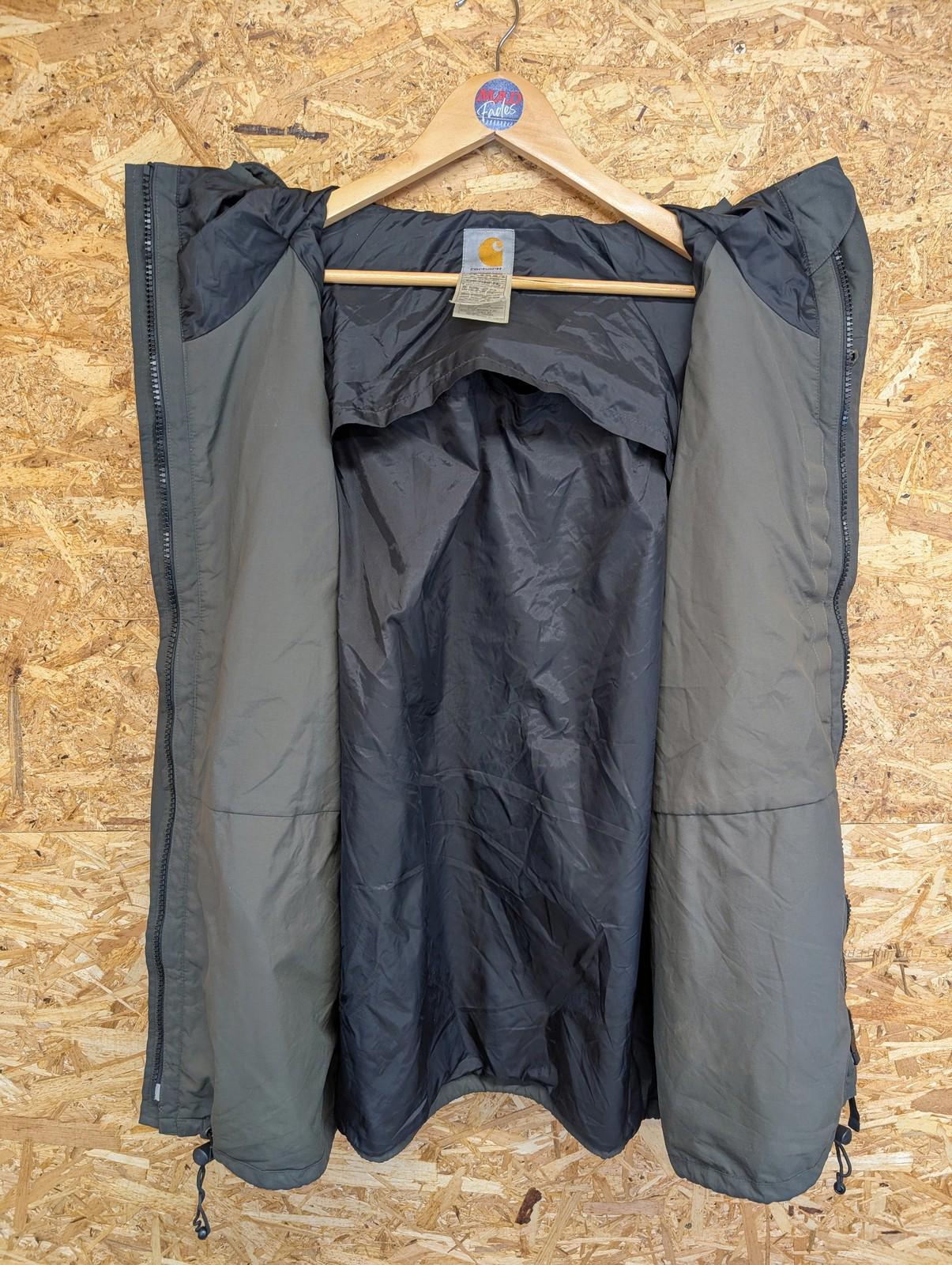 Carhartt Wax Lined Parka Jacket Large Men Hooded Nylon Casual Dark Green Khaki