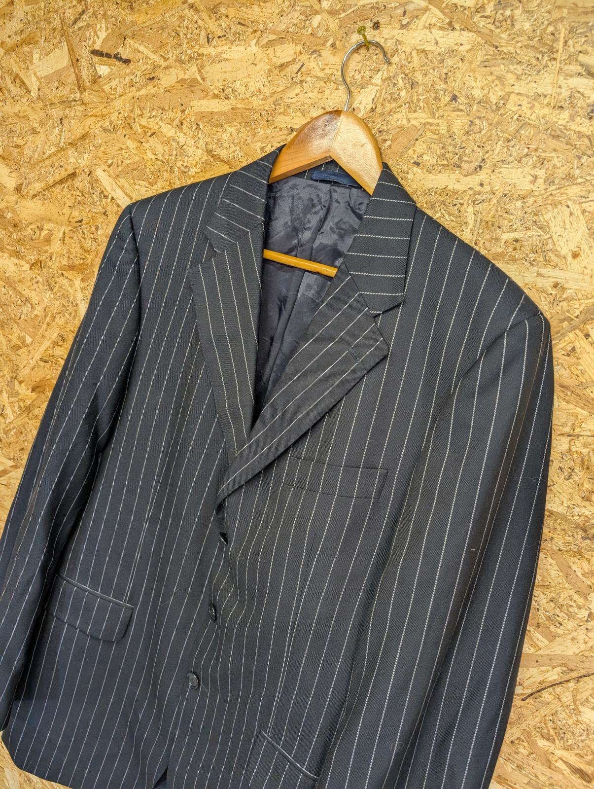 Aquascutum Blazer Mens 42 Large Wool Black Pinstripe Jacket Mod Retro Smart