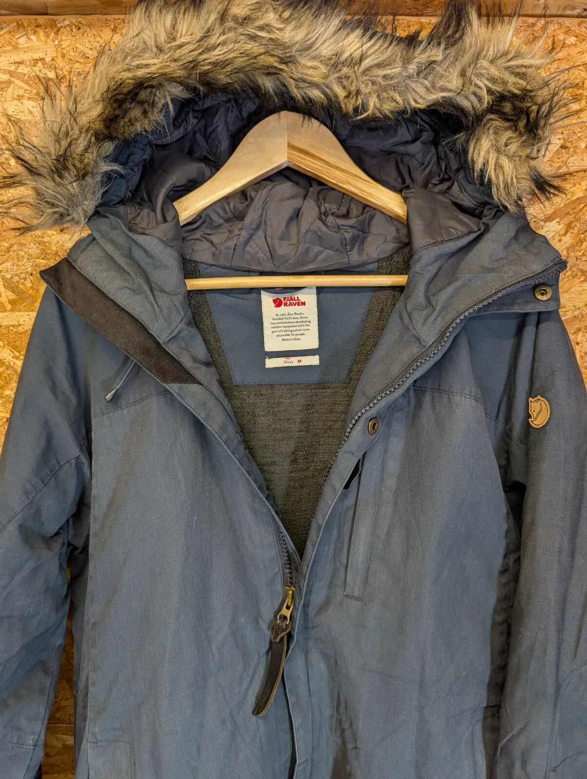 Fjallraven G1000 Singi Loft Jacket Medium Navy Greenland Wax Hood Fleece Lined