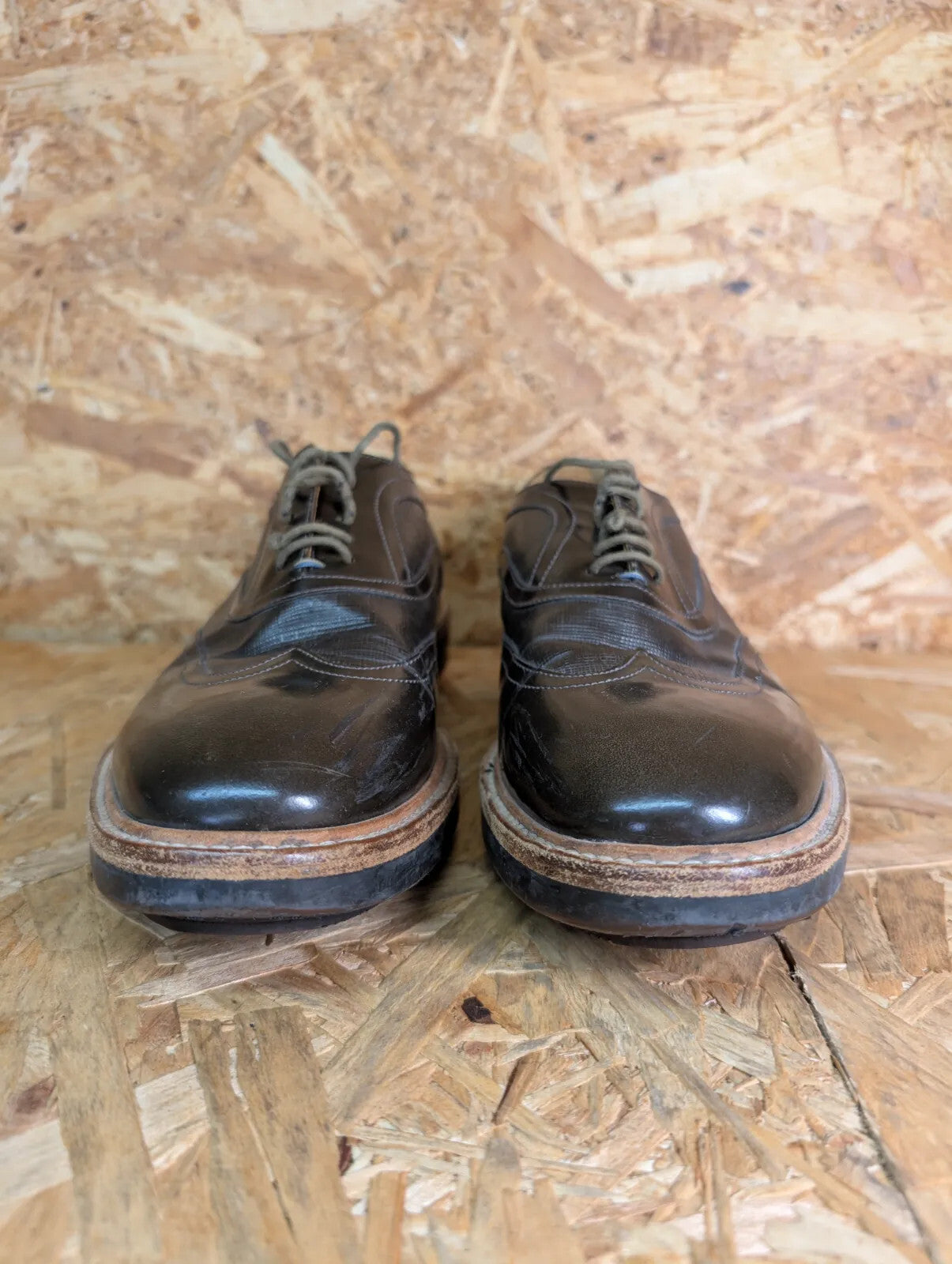 Paul Smith Derby Shoes Mens UK7 Brown Leather Brogue Chunky Sole Lace P106 Italy