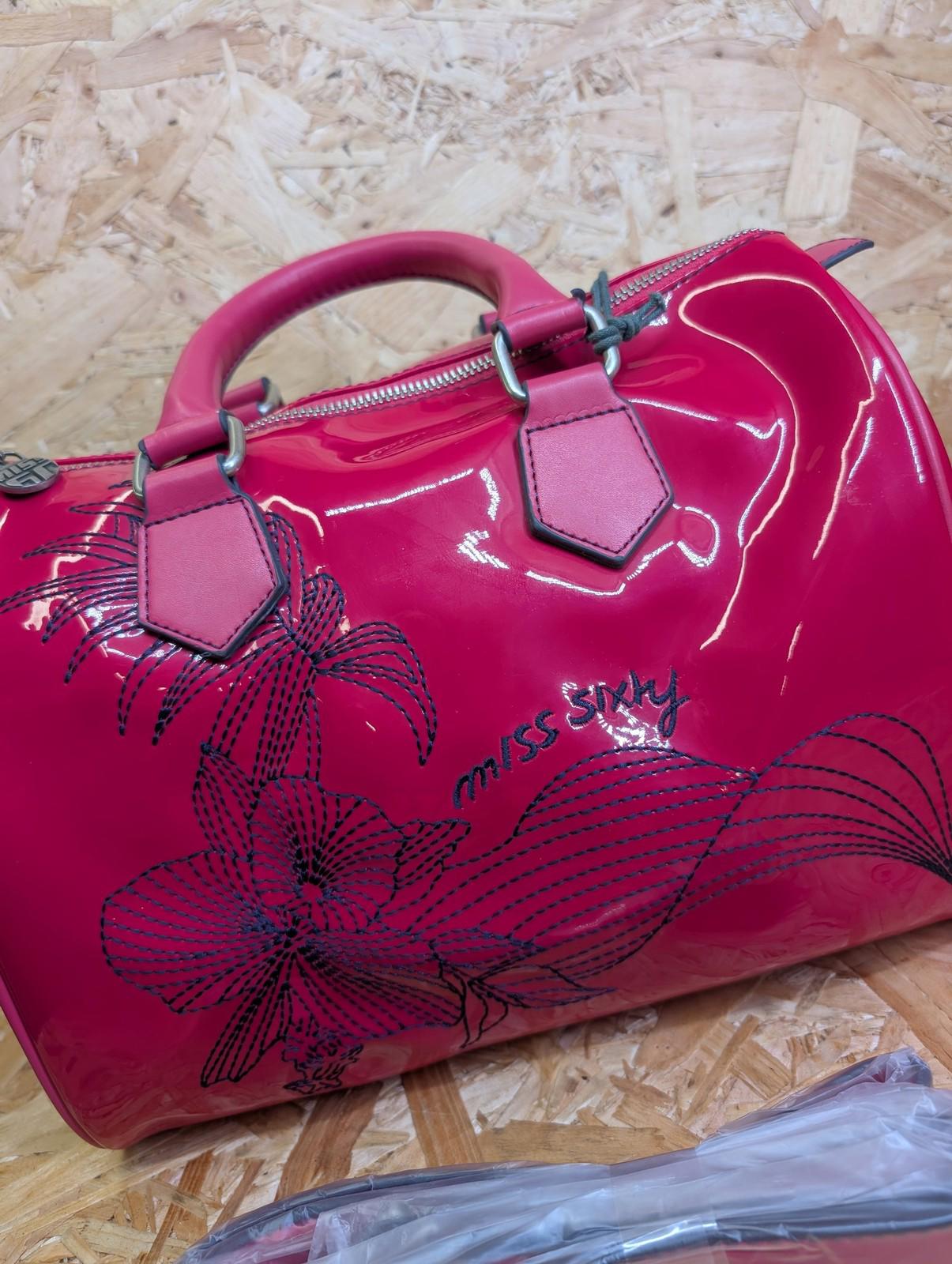 Miss Sixty Womens Holdall Weekend Bag Pink Floral Pattern Duffle Vintage Y2K PVC