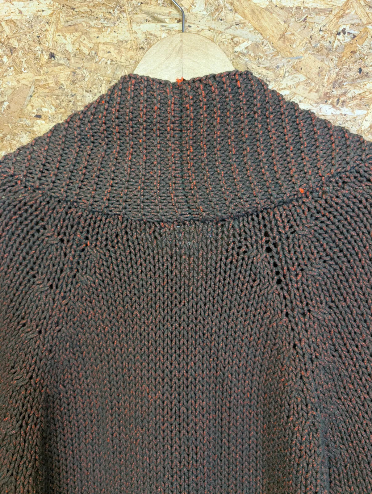Diesel Chunky Knit Jumper Men XL Brown Orange Speckle Cotton Button Shawl Collar