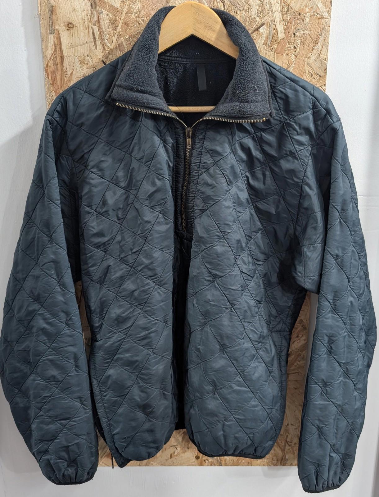 Barbour Quilted Jacket Mens Size Large Warm Fleece Lined Blue Sweater 1/4 Zip