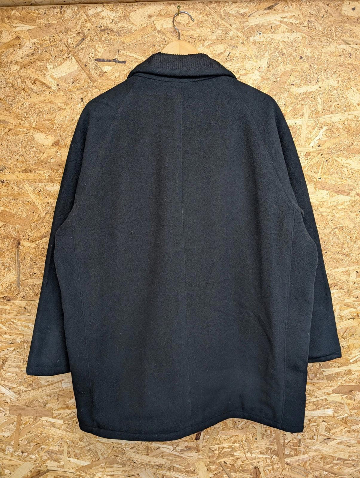 Vintage Burberry Wool Blend Coat Large 42 Men 90s Zip Black Winter Nova Jacket