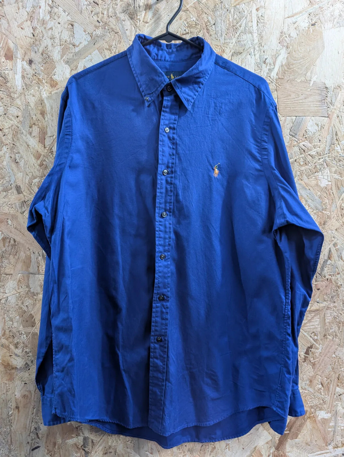 Polo Ralph Lauren Shirt Mens Large Royal Blue Cotton Long Sleeve Button Down