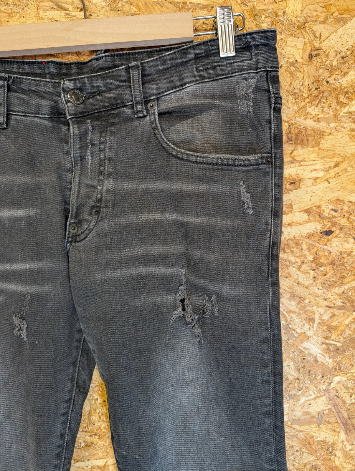 DSquared2 Jeans Mens Size W30 L32 Black Denim Distressed Slim Fit Button Italy