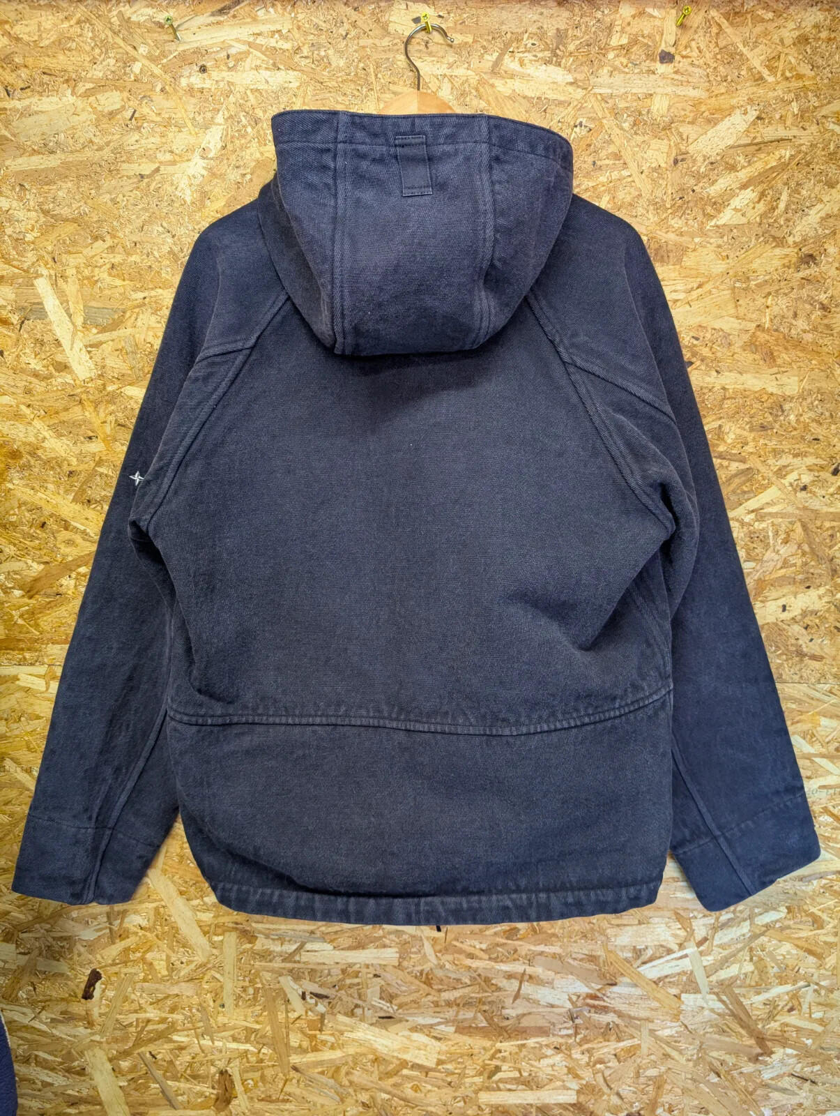 Stone Island Denims Stellina Parka Mens Large Washed Canvas AW03 Navy Blue Hood