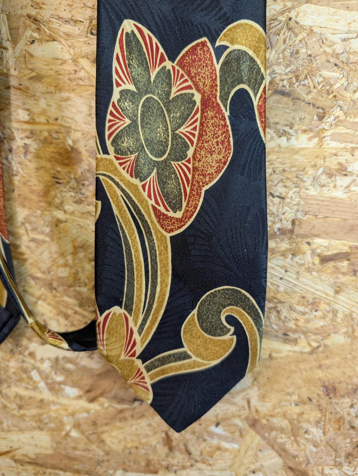 Paco Rabanne Paris Silk Tie 61" 154cm Made In Italy Navy Blue Red Floral Pattern