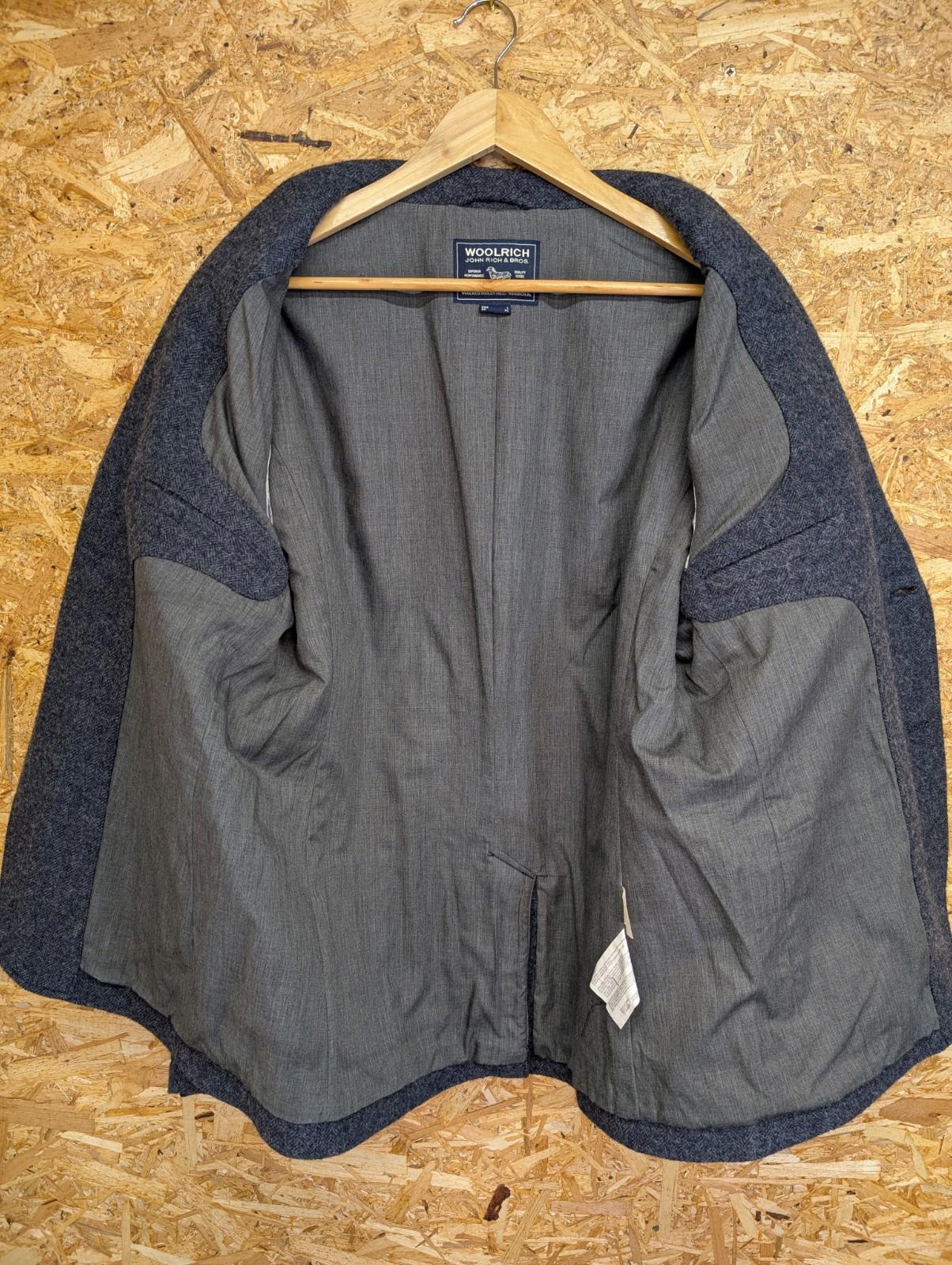 Woolrich Tweed Blazer Large Men Wool Blue 2 Button Cotton Lined Navy Elbow Patch